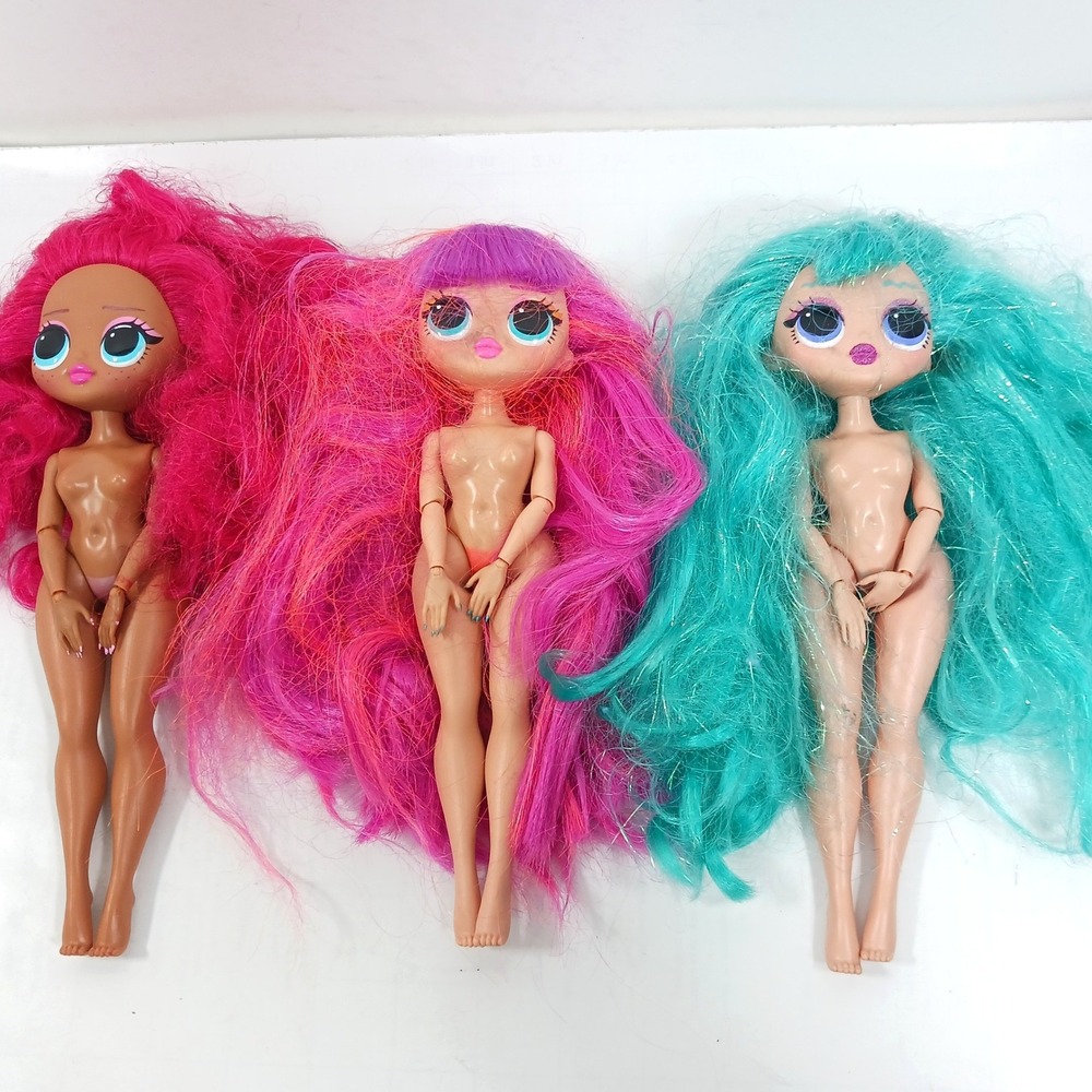 MGA LOL Surprise OMG Fashion Dolls Lot of 3 Pink Purple Teal Hair 2019